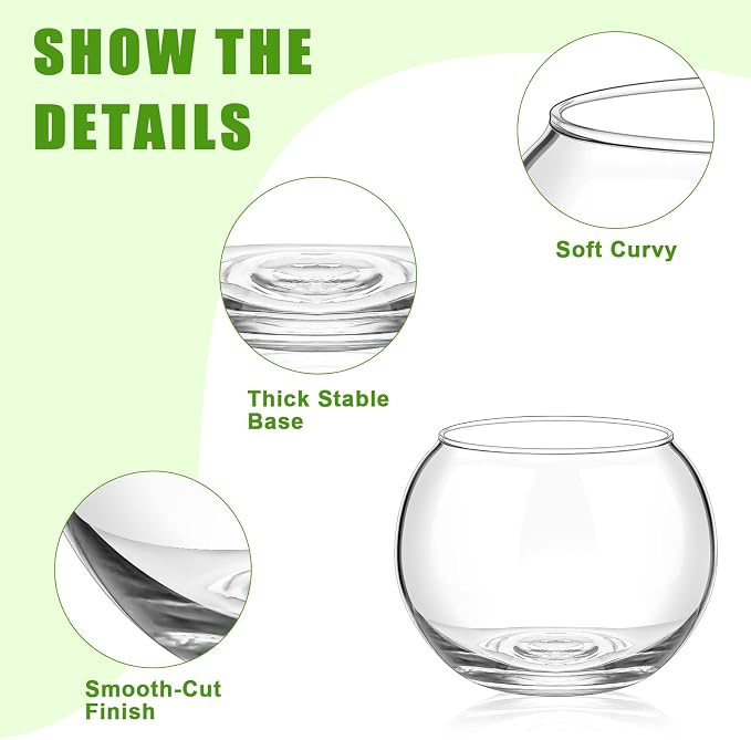 12 Pcs Fish Bowl Bubble Vase Bulk,3.5" h X 4.7" w