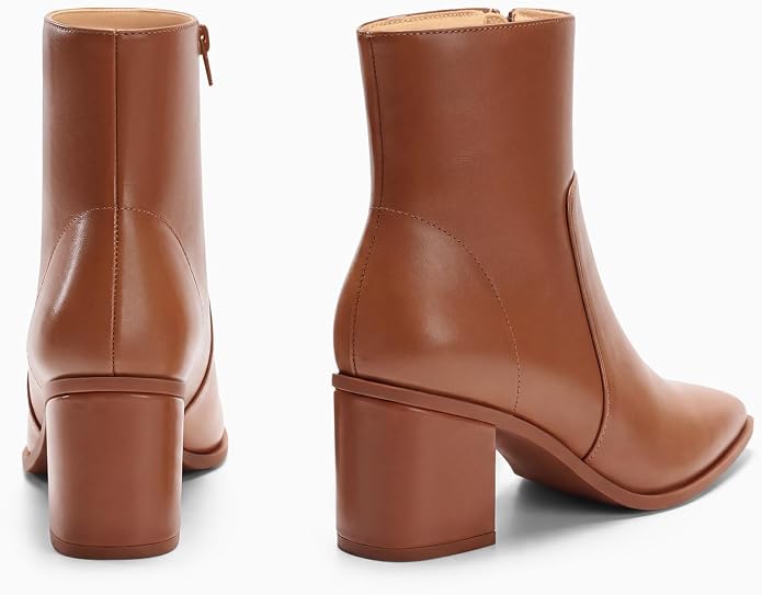 Coutgo Womens Ankle Boots Chunky Low Heel Closed Pointed Toe Zip Booties | 2.4-inch Block Heel,Side Zipper,Dressy Casual,Work Office,Fall Winter,Dress Shoes