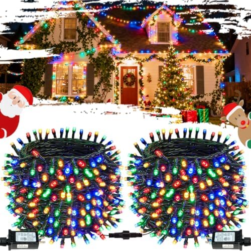 OZS Connectable 2-Pack 164Ft 400LED Christmas String Lights, Multicolor