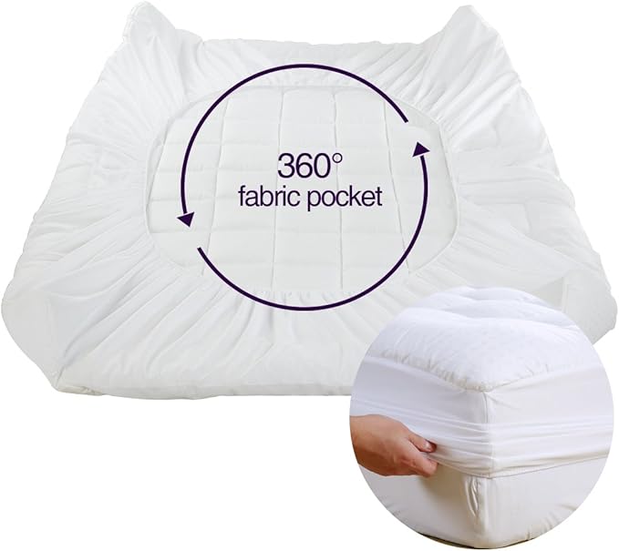 EASELAND California King Mattress Pad Pillow Top Mattress Cover Quilted Fitted Mattress Protector Long Cotton Top 8-21" Deep Pocket Cooling Mattress Topper (72x84 Inches, White)