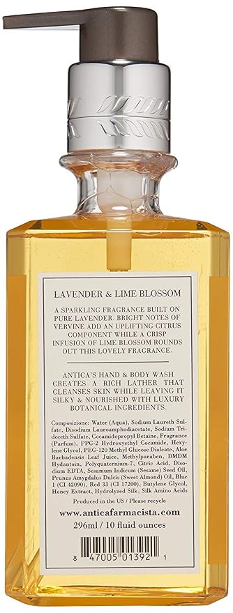 Antica Farmacista Hand & Body Wash - Luxury Nourishing & Hydrating Hand Cleansing Wash - Bath & Body Gift - Lavender & Lime Blossom, 10 fl oz