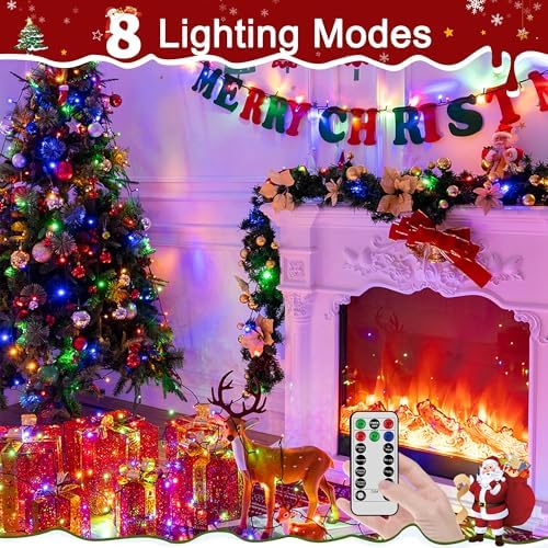 Christmas Lights Outdoor, Christmas Tree Lights Plug in, 8 Modes Twinkle String Light for Bedroom Wedding Party Ceiling Xmas Home Decorations 1200 LED(Multicolor 394 FT)