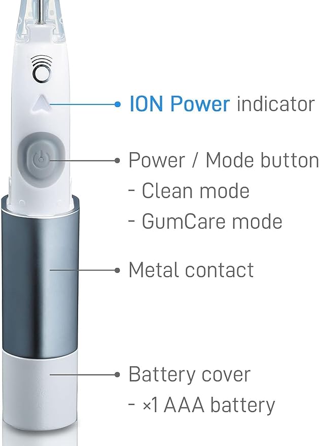 IONIC KISS IONPA DM Black Compact Ionic Power Electric Toothbrush with Travel Cap, Brushing Timer, 2 Modes, 2 Soft Extended Filament Brush Heads Made in Japan, KISS You, Outdoor DM-011BK