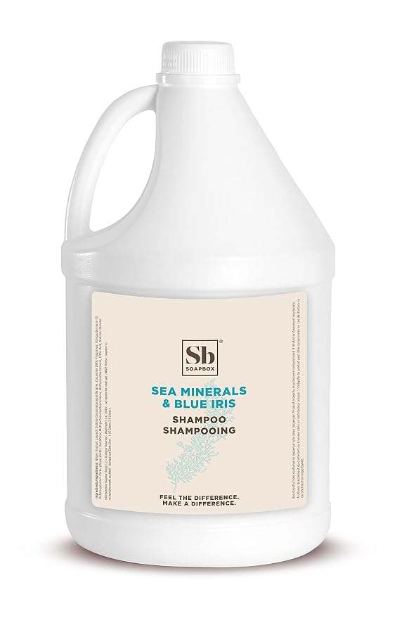 Soapbox Sea Minerals & Blue Iris Shampoo, Refill Bulk Size For Rentals, Guest Rooms & Hotels - Clean Ingredients Free of Harsh Chemicals, Sulfates, Parabens & Silicones - 1 Gallon Bottle