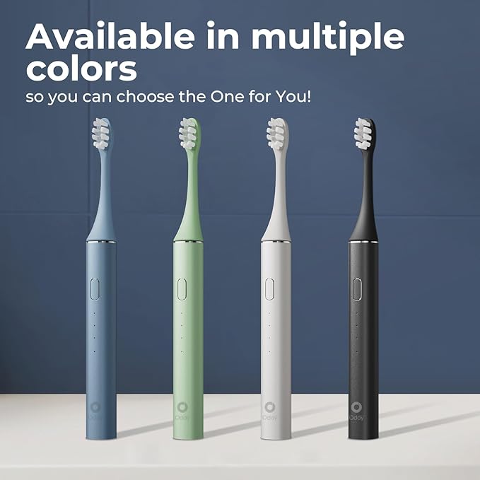 ODAY Sonic Electric Toothbrush for Adults with Wall Mounted Toothbrush Sanitizer Holder and 4 Brush Heads, Smart Timer, Wireless Charging, IPX7 Waterproof, 1 Month+ Battery, Blue