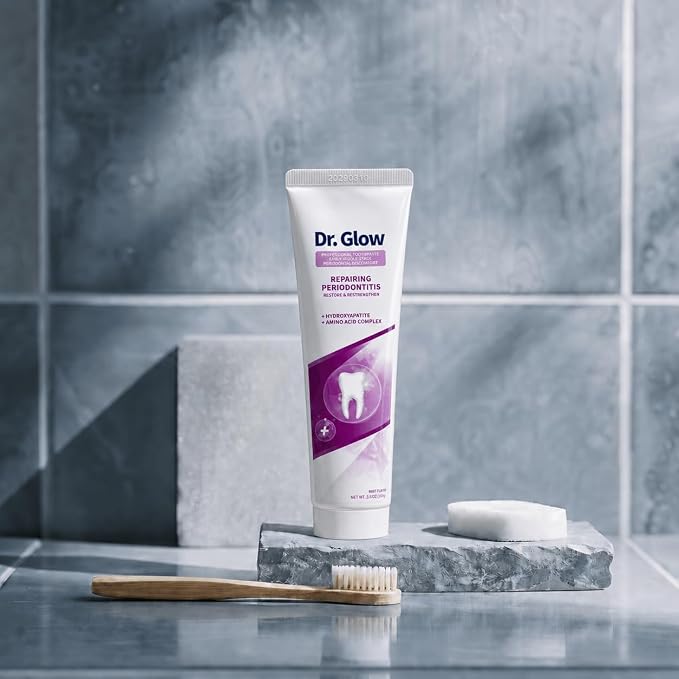 Dr. Glow Gum Disease Treatment Toothpaste for Early & Mid Periodontitis, Gingivitis Treatment Gum Repair for Receding Gums, Periodontal Disease Treatment Hydroxyapatite Toothpaste Fluoride Free 3.52OZ