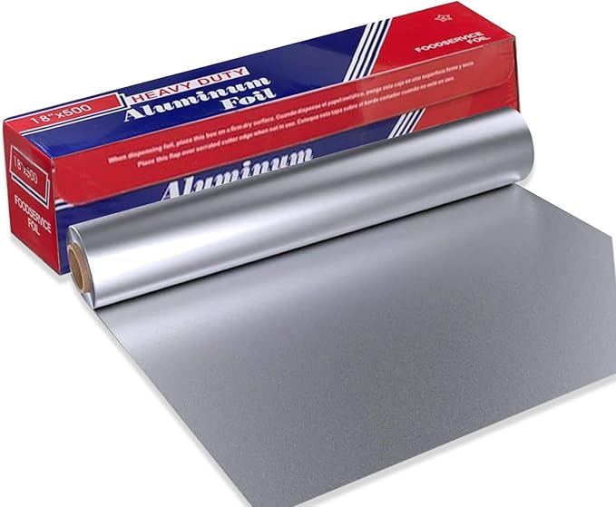 18" x 500 ft Heavy Duty Food Safe Aluminum Foil Roll - Durable and Tear-Resistant for Cooking, Grilling, and Roasting - Ideal for Restaurants, Catering, and Professional Kitchens