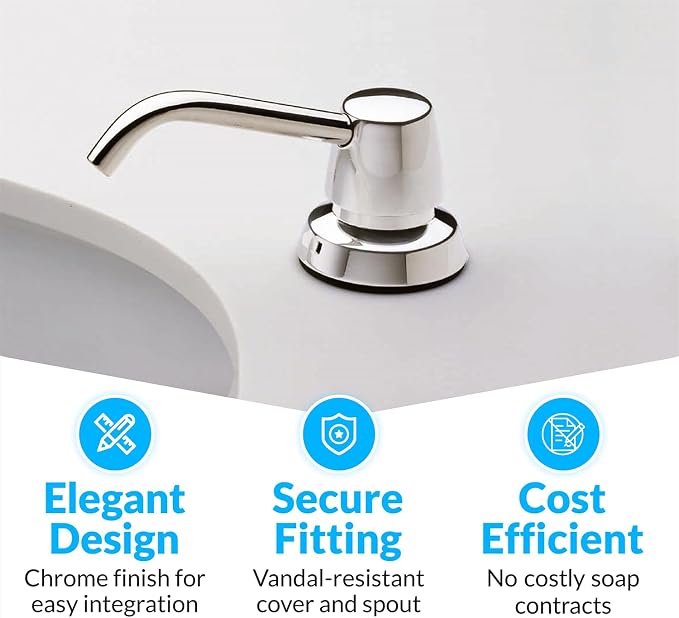 Bobrick B-822 Manual Top Fill Liquid Soap Dispenser 34 fl oz. (1L) Liquid Soap Capacity, 4- Inch Free-Turning Spout for Public Restroom Countertops, Chrome Finish