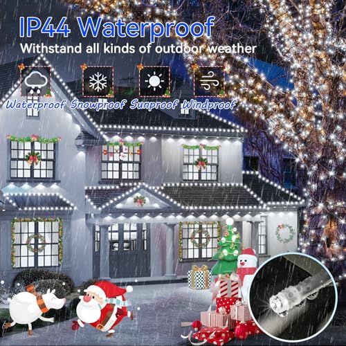 Hezbjiti 2Pack 1000 LED 403FT Christmas Lights Outdoor String Lights 8 Modes with Timer Memory Waterproof Fairy Lights Plug in for Classroom Bedroom Wedding Party Holiday Xmas Decorations(Cool White)