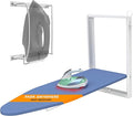 Ironing Board 36.2" x 12.2" Wall Mounted Compact Fold Down, Blue | Space-saving design, cotton cover, compact fit for laundry rooms and closets with Iron Holder