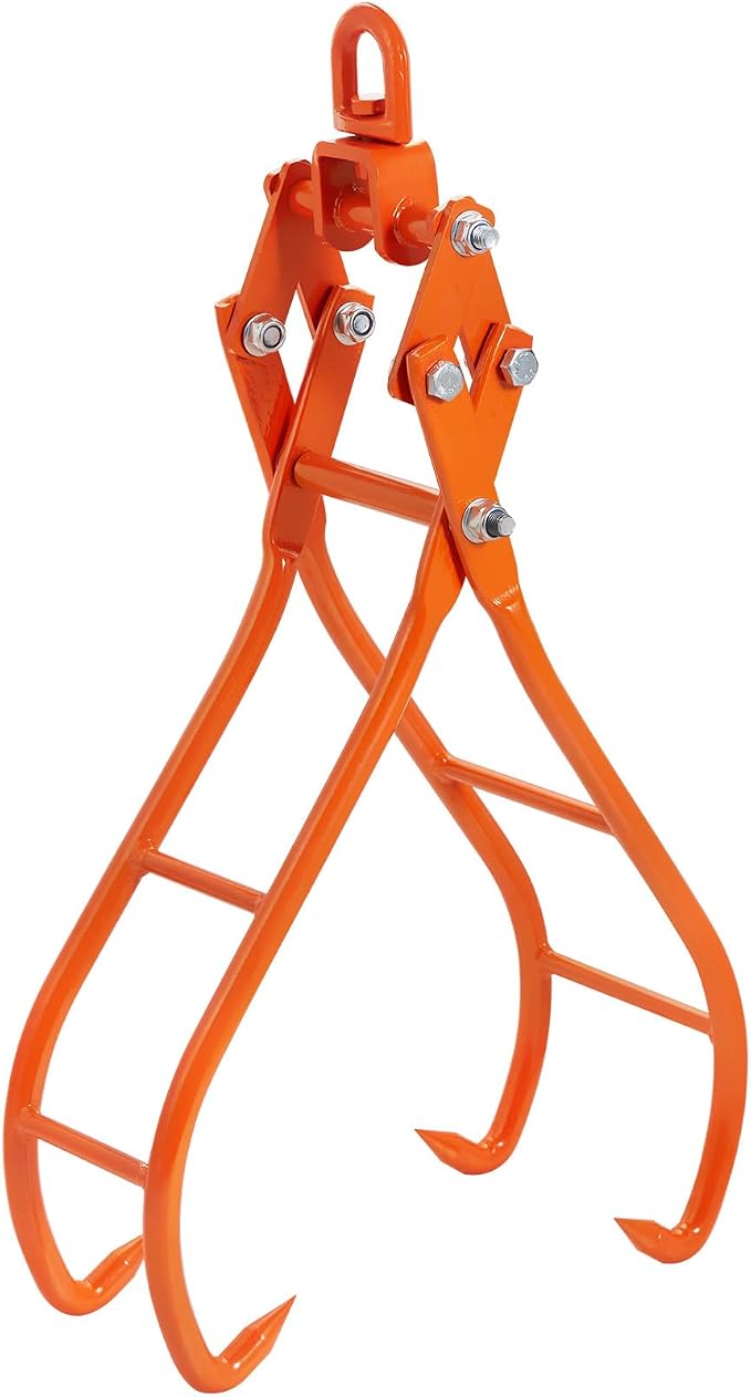 VEVOR Timber Claw Hook, 28 inch 4 Claw Log Grapple Logging Tongs, Swivel Steel Log Lifting Tongs 31" Max Opening, Eagle Claws with 2205LBS/1000kg Loading Capacity for Tractors, ATVs, Trucks, Forklifts
