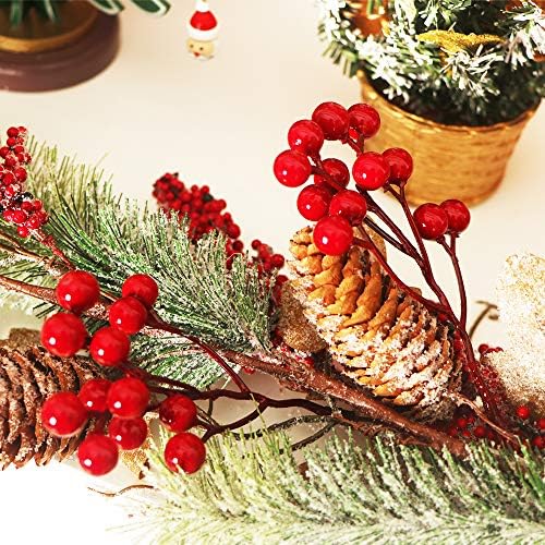 Fangoo 20 Pack 7 Inch Artificial Red Berry Picks for Christmas Tree
