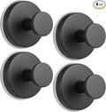 Large 15lb Suction Cup Hooks for Shower, No-Drill Bathroom Towel Hooks for Robes, Loofah, Removable Mountable on Glass, Tile, Mirrors, Smooth Non-Porous Surfaces (4, Matte Black)
