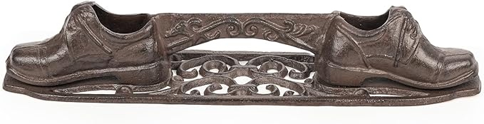 Sungmor Vintage Cast Iron Boot Scraper,Heavy Duty Rustic Brown Shoes Boot Cleaner,Farmhouse Front Door Shoe Scrubber Mat,Decorative Garden Mud Cleaner