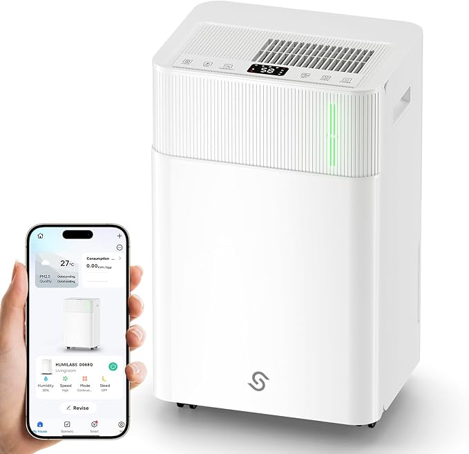 HUMILABS 50 Pints Dehumidifier for Home, 4500 Sq. Ft Dehumidifier for Basement with Drain Hose, Smart APP Control, Ultra Quiet, Auto Defrost and 24HR Timer, for Bedroom, Garage, RV and Large Room