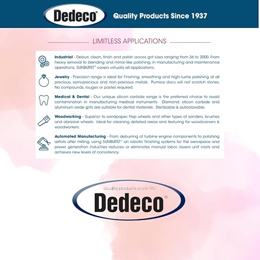 Dedeco Sunburst Radial Bristle Discs - 7/8” (22mm) Dia, TC Knife-Edge Bristle, 1/16” (1.58mm) Arbor, Cleaning and Polishing Rotary Tool Accessories, Aluminum Oxide
