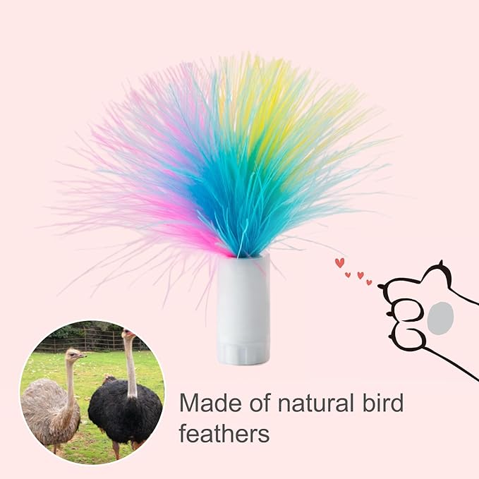 ORSDA 6Pcs Feathers Replacement and Soft Furry Accessories ONLY Fits Cat Toys, Interactive Toys for Indoor Cats-NOT fits for Other Brand Toys