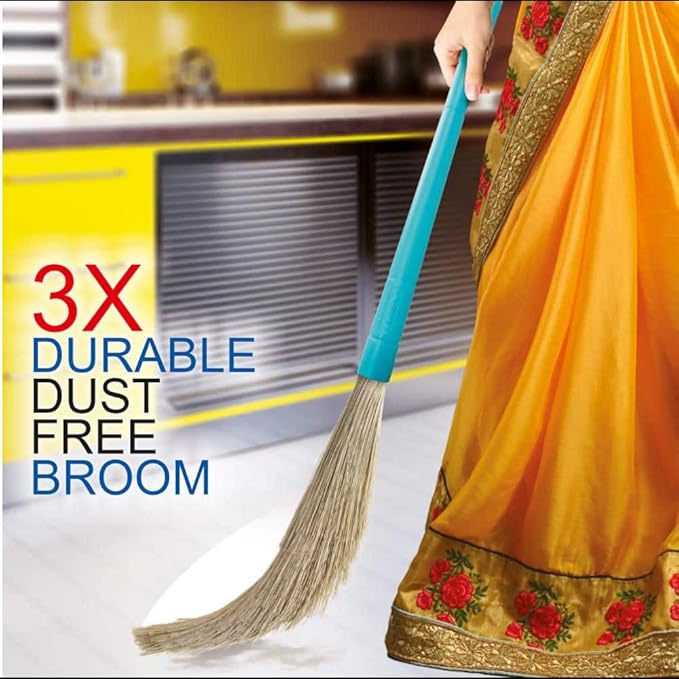 Joyo Standup XL Dust Free Broom for Floor Cleaning, Broom Stick for Home Floor with Washable Plastic Bristle, Pack of 1