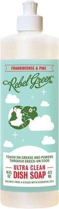 Rebel Green Super Deluxe Dish Soap - Plant-Based Sustainable Dishwashing Soap - Frankincense & Pine Scent - 16 fl oz - 1 Pack