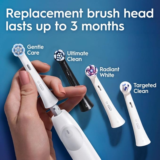 Oral-B Rechargeable Electric Toothbrush, iO2 Starter Kit, 3 Cleaning Modes, Automatic Pressure Sensor to Protect Gums, 2 Brush Heads, Pure White