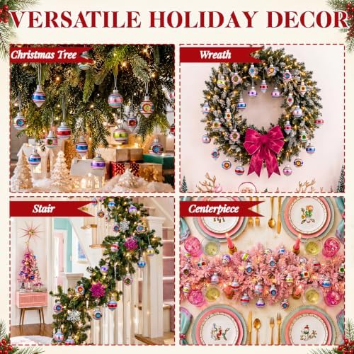 40Pcs Vintage Christmas Mini Glass Ornaments Bulk Reflector Ball