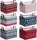 CHENGU 6 Pack Christmas Basket Collapsible Retro Christmas Storage Bin