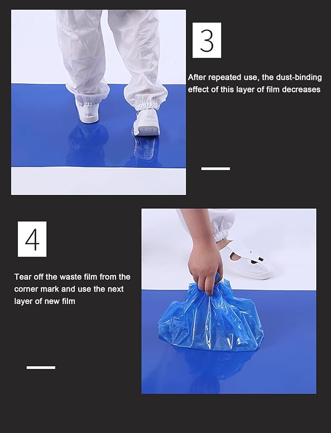 30-Sheet Sticky Floor Mat for Clean Room Entrance Disposable Shoe Dust Remover with Non-Slip Backing Multi-Layer Peel-Off Design(Green,65cmx115cm/26inx45in)