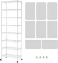 SINGAYE 8 Shelves Storage Wire Shelf Closet Metal Shelving Pantry Wheels | Shelf Bathroom Organizers Metal Kitchen Garage Shelving Unit Laundry Room Organization Home Rack Net Basket with Wheels