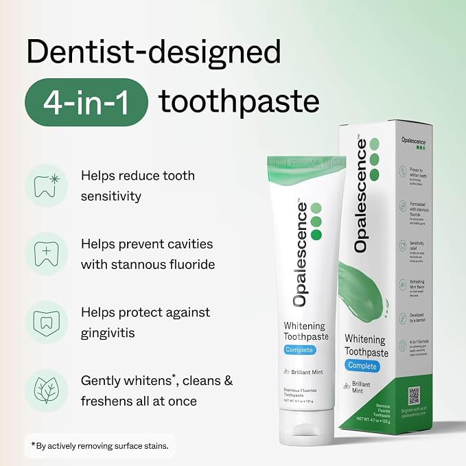 Opalescence Toothpaste Complete 4 in 1 Stannous Fluoride (3 Pack) 6365-3 | Whitening, Gum Health, Helps Prevent Gingivitis, Reduces Sensitivity, Anticavity, Dentist-Developed, Mint, 4.7oz by Ultradent