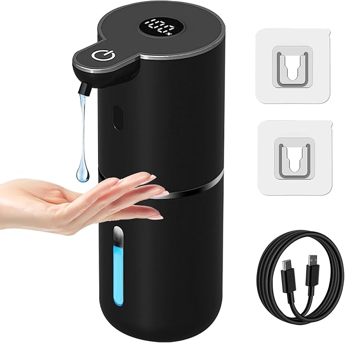 OHIFAST Automatic Liquid Soap Dispenser Touchless, USB Rechargeable Smart Hand Soap Dispenser, 6-Level Adjustable, 12.8oz/380mL, Compatible with Thick Thin Dish Soap for Bathroom Kitchen-Black