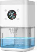 Small Dehumidifier for Bedroom Bathroom, 63OZ Quiet Mini Dehumidifier with Auto Shut Off, Smart Humidity Control, 7-Color Night Light Compact for Closet Office Nursery White