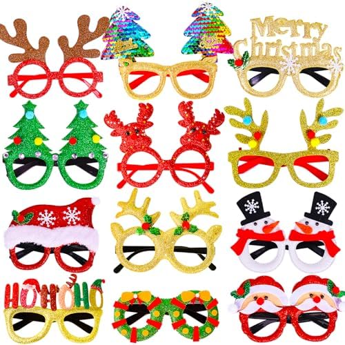 Max Fun 12Pcs Christmas Glasses Accessories Party Favors for Kids