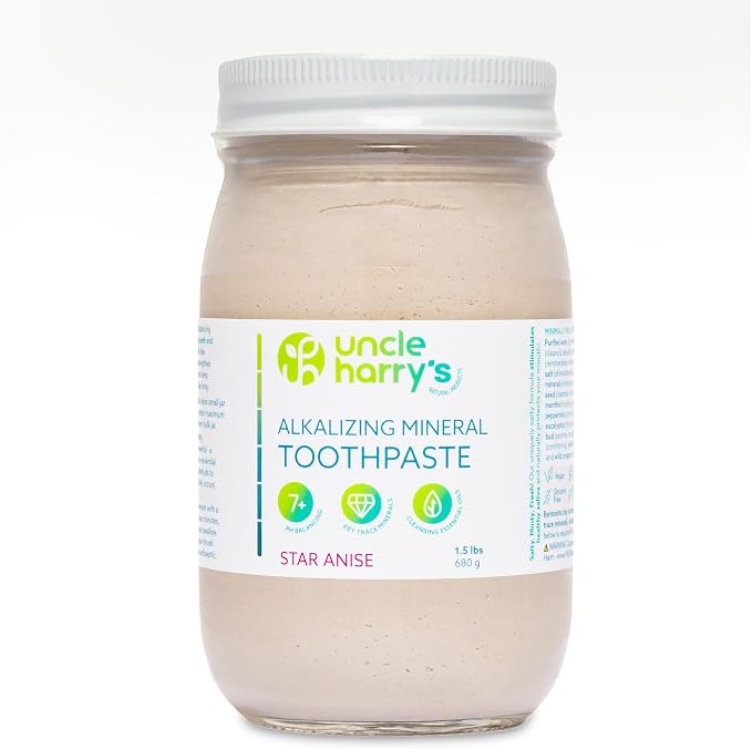 Uncle Harry's Anise Remineralizing Toothpaste 1.5 lbs Jar | Natural Whitening Tooth Paste Freshens Breath & Promotes Enamel | Vegan Fluoride Free Toothpaste