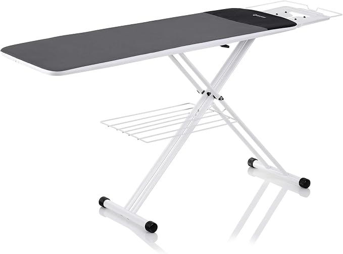 Reliable 2 in 1 XL Ironing Board, Heat Resistant Zone, Includes 2 Covers | Extra Large Surface Up to 55" x 19", Vera Foam Memory Foam Cover, Laundry Rack Included, Ergonomic Iron Rest, Made in Italy