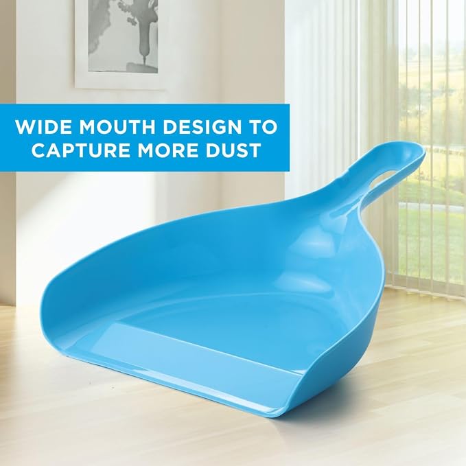 Dustpan with Multi-Purpose Dusting Brush, Dust Pan Set, Brust Set for Cleaning, Cleaning Combo Set, Portable & Easy to Store, Blue