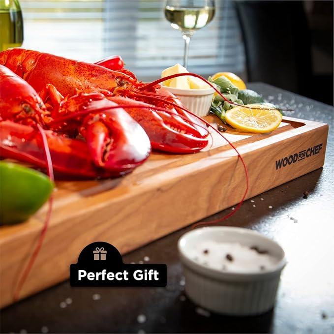 Large Wood Cutting Board from American Cherry - A Butcher Block That Comes with Juice Groove for Cutting Meat and Juicy Veggies Easily - Cherry Chopping Board - 20x16x1.5 inches