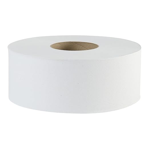 Boardwalk 1-Ply Recycled 9' JRT Fr. Jumbo Roll Toilet Paper, 12-Pack, White, Septic Safe, Compatible with Most Dispensers, Embossed Bath Tissue, 3.3" x 2,000Ft,