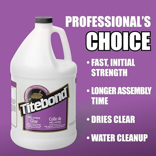 Titebond Melamine Glue, 5 Gal. – Bonds Vinyl, HPL, Wood, MDF & Particleboard, 4017