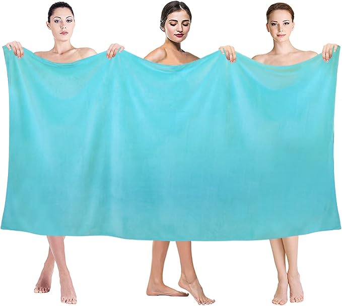 JML Large Microfiber Bath Sheet Towel, 2 Pack, 35" x 70", Aquamarine | Hanging Loop, Soft, Super Absorbent, Fast Dry, For Adult Gym Yoga Sauna