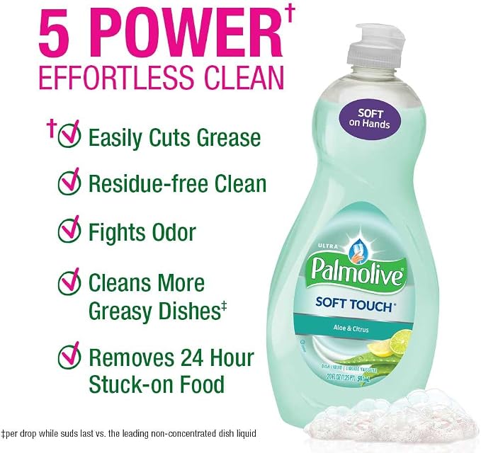 Palmolive Ultra Soft Touch Dish Soap, Aloe and Citrus - 20 Fluid Ounce (9 Pack)