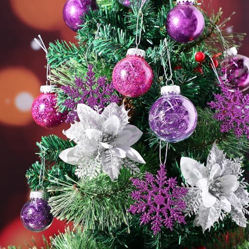 Jenaai Purple 74 Pcs Christmas Ball Ornaments Tree Decorations