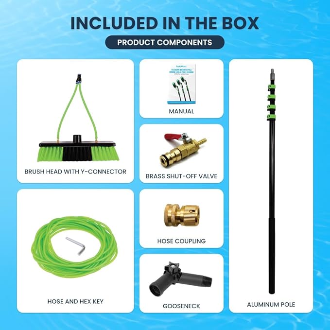 EquipMaxx Superlite Aluminum Water Fed Pole Kit Lightweight 24 Feet - Outdoor Window Cleaner Window Glass Solar Panel Cleaning System, Washing Equipment Tool Solution: Hose Spray Washer