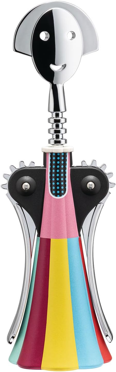 Alessi Anna G. Parade AM01A 5 Design Corkscrew in AlkiPaper® and Chrome Zamak, Multicoloured