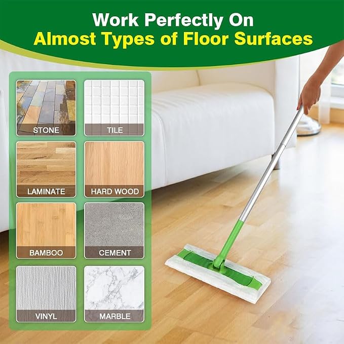 80/200Counts, Disposable Electrostatic Dust Mop Pads, Wet Dry Use Floor Cleaning Cloths for Home, Ideal for Living Room, Bedroom, Bathroom, Hardwood Floor & Carpet Cleaning. (200Counts(4boxes))