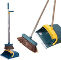 Broom and Dustpan Set - Upright Standing Dust Pan and Broom Combo for Easy Sweeping - Easy Assembly Great Use for Home Kitchen Room Office Lobby,Blue