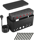 Power Strip with Cable Management Box,Surge Protector 10 AC and 3 USB Ports,6 ft Flat Plug Extension Cord,Outlet Hider Fast Charging Station,Desk Cord Organizer Box and Cover,Hidden Long Wire,Black