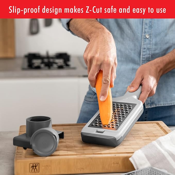 ZWILLING Z-Cut Multifunctional Grater, Mandoline, Faster Grating Technology, Zester, Rasp Grater, Slicer, Finger Guard, Grey
