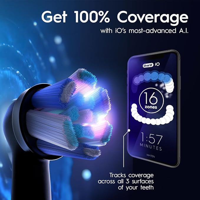 Oral-B Rechargeable Electric Toothbrush, iO9 Genius, 7 Cleaning Modes, Interactive Display, Charging Travel Case, Visible Pressure Sensor, 4 Brush Heads, Rose Quartz