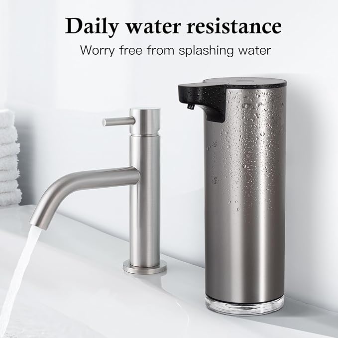 LAOPAO Automatic Soap Dispenser, Rechargeable Stainless Steel Foaming Soap Dispenser Touchless for Bathroom Auto Hand Soap Pump for Kitchen, Xmas Gift,9oz