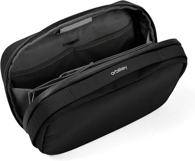 Orbitkey 2-in-1 Tech Accessory Pouch with Detachable Slim Sleeve – Travel Electronics Organizer for Cables, Chargers, Earbuds, Power Bank – Compact Gadget Bag & Portable Tech Storage Case (Black)